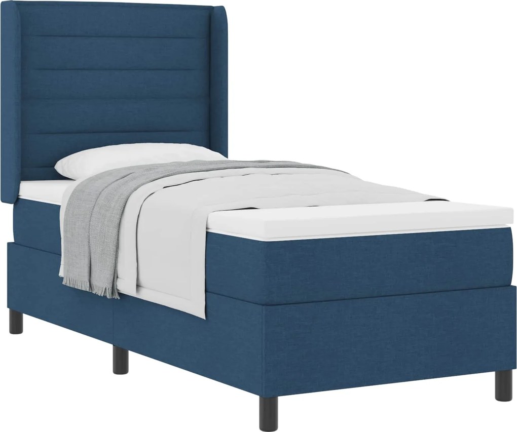 vidaXL Boxrugós ágy matracmal fejtámlával Kék 80 x 200 cm szövet