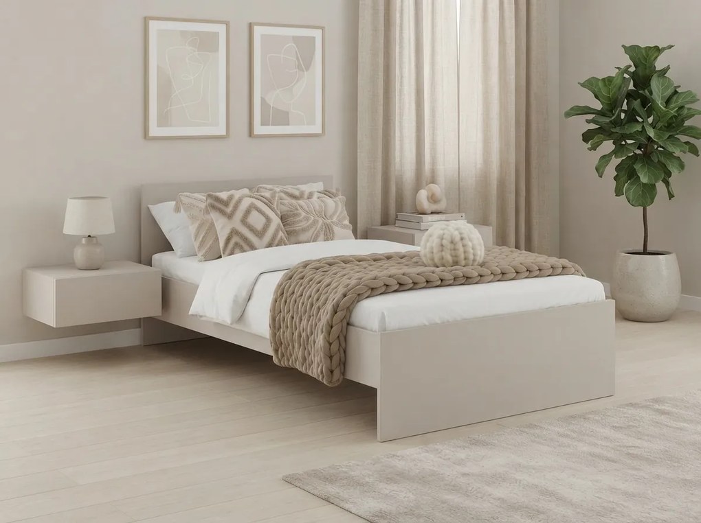 Ágy ELISA 90 x 200 cm, kasmír bézs Ágyrács: Léces ágyrács, Matrac: Deluxe 10 cm matrac