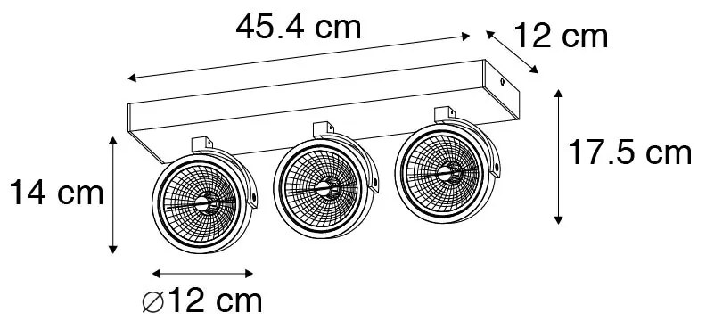 Design spotlámpa fekete állítható 3-lámpás - Go