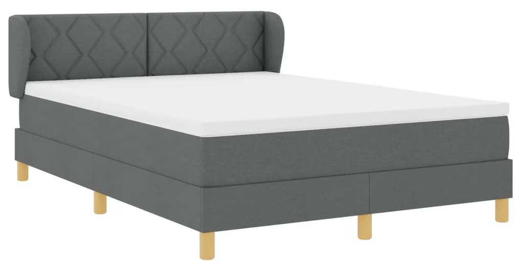 Boxspring Ágy Mattal - Sötétszürke, 160x200 cm Szövet