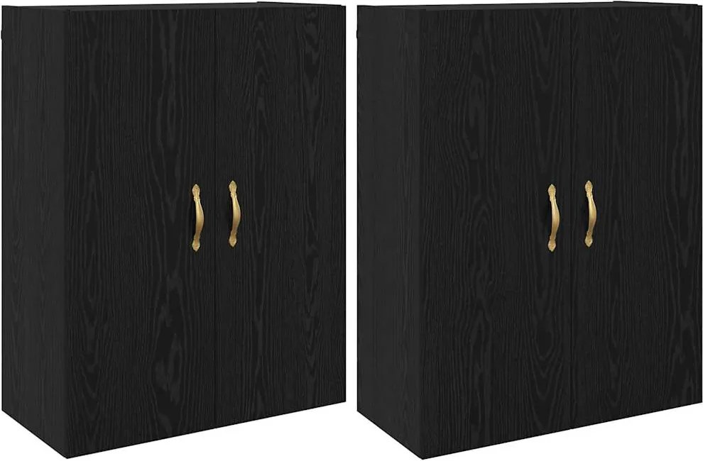 vidaXL Fali szekrény 2 pcs Fekete tölgy 69,5 x 34 x 90 cm Faanyag