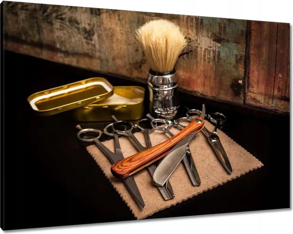 Vászonkép 100x70 Barber szakállvágó borotva