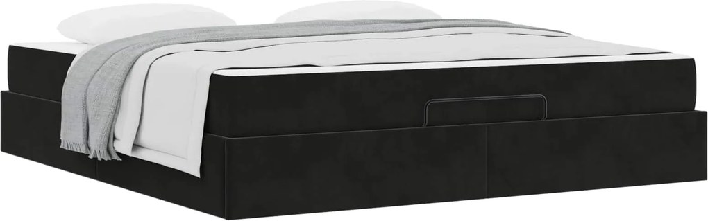 vidaXL Ágykeret matraccal matracmal 2 pcs Fekete Bársony