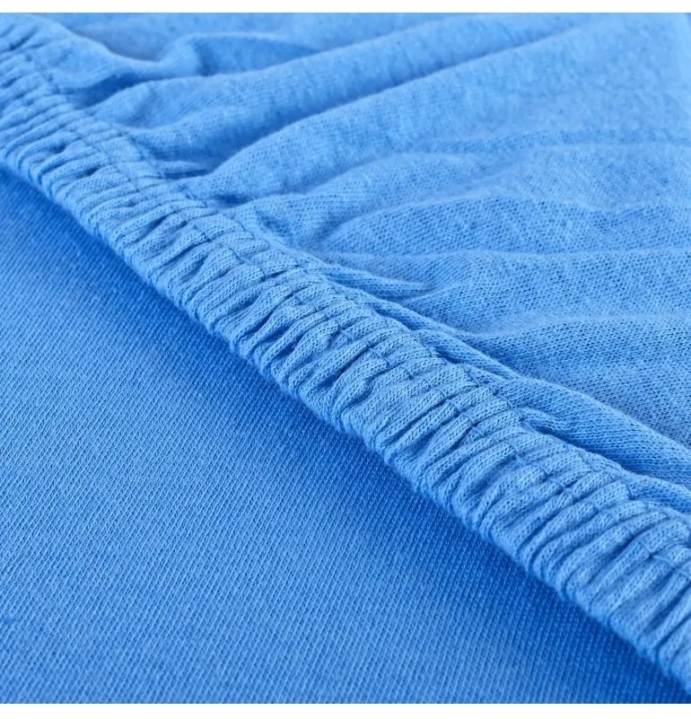 EMI kék 100% pamutjersey gumis lepedő, 90x200-as lap