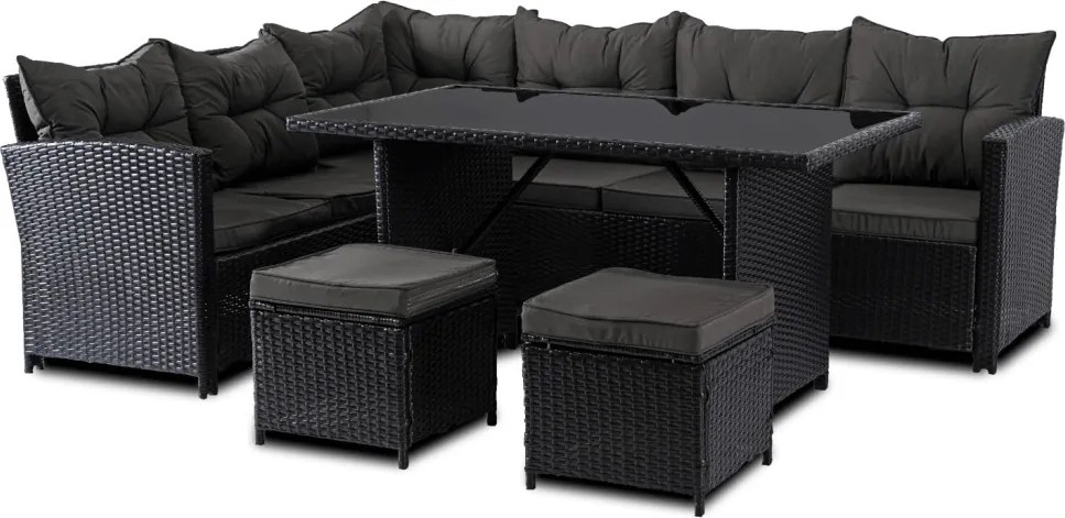 Kerti ülőgarnitúra szett Fekete/Sötétszürke színben. DALLAS