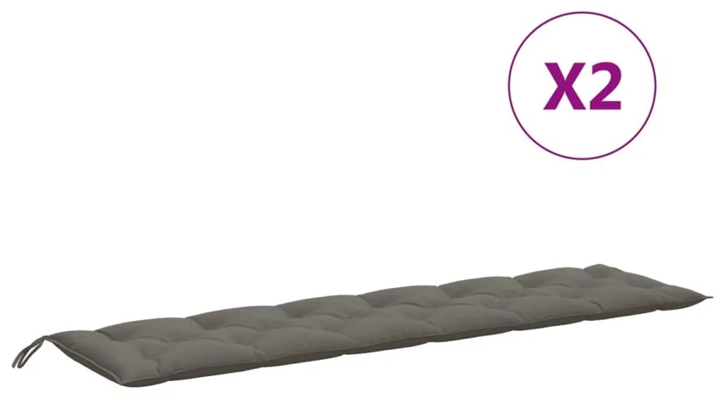 2 db melange sötétszürke szövet kerti padpárna 200 x 50 x 7 cm