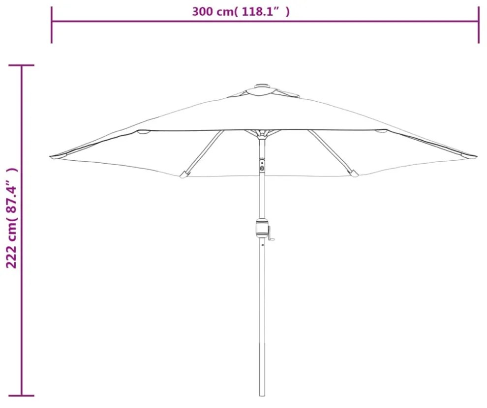 terrakotta színű kültéri napernyő fémrúddal 300 cm