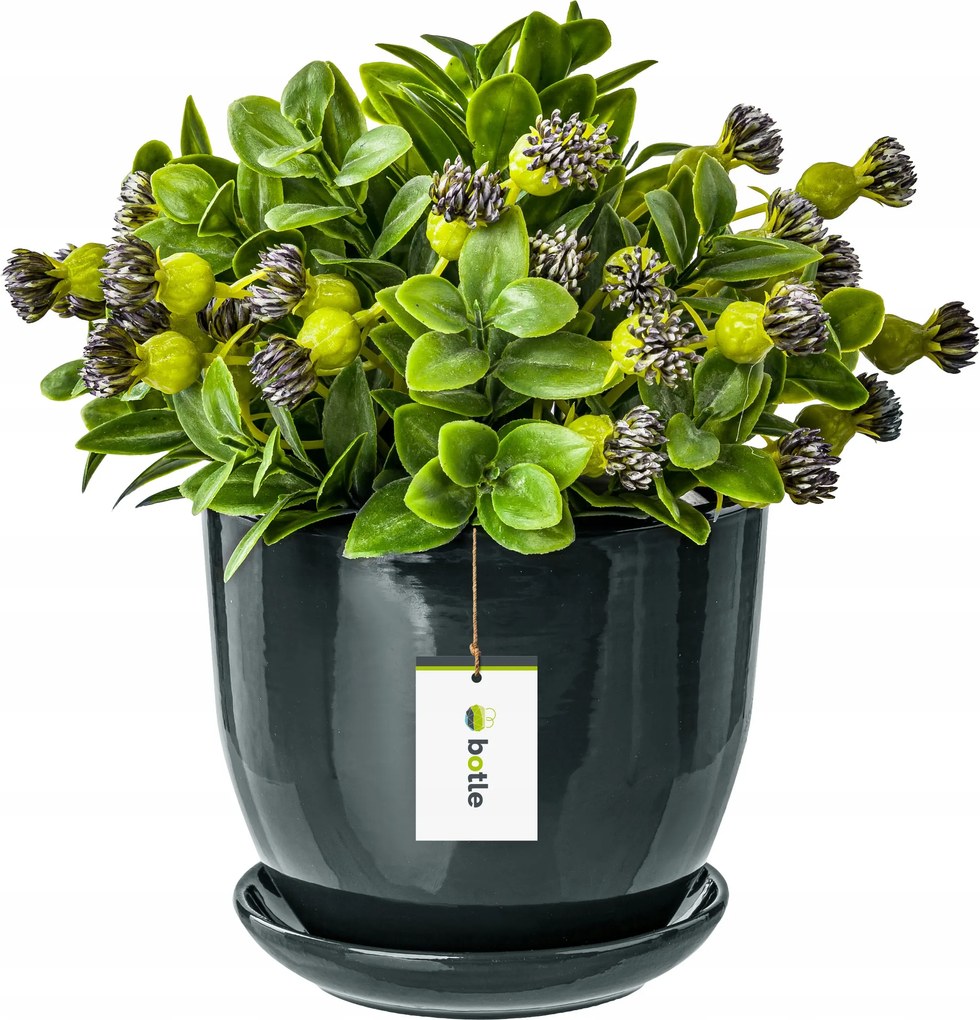 Kerámia kaspó ø13cm talppal, sötétszürke