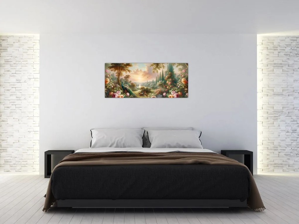 Kép - Pávák a kertben (120x50 cm)