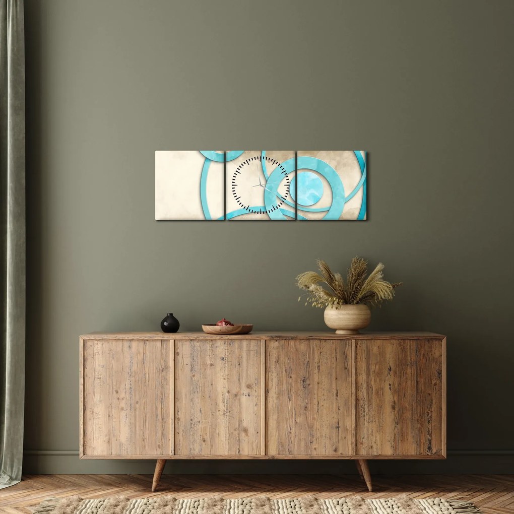 Kép - Kék körök akvarell (órával) (90x30 cm)
