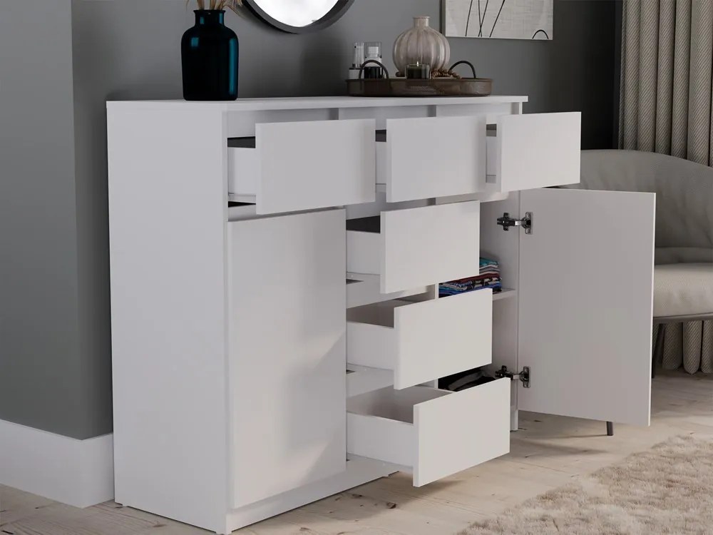 2D6S fiókos szekrény, 120x100x40 cm, fehér