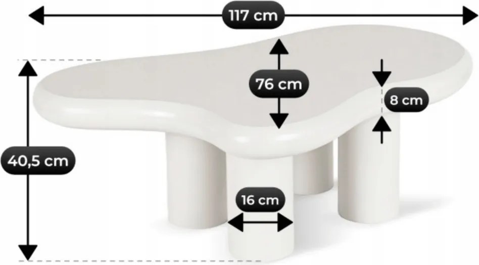 PLAYA fehér dohányzóasztal – modern design asztal