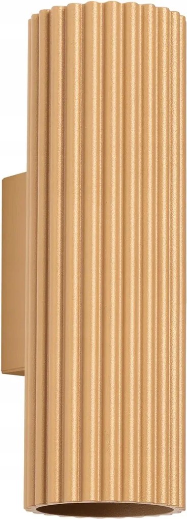 Fali lámpa modern arany bordázott cső 20 cm felső alsó 2 pont Sollux