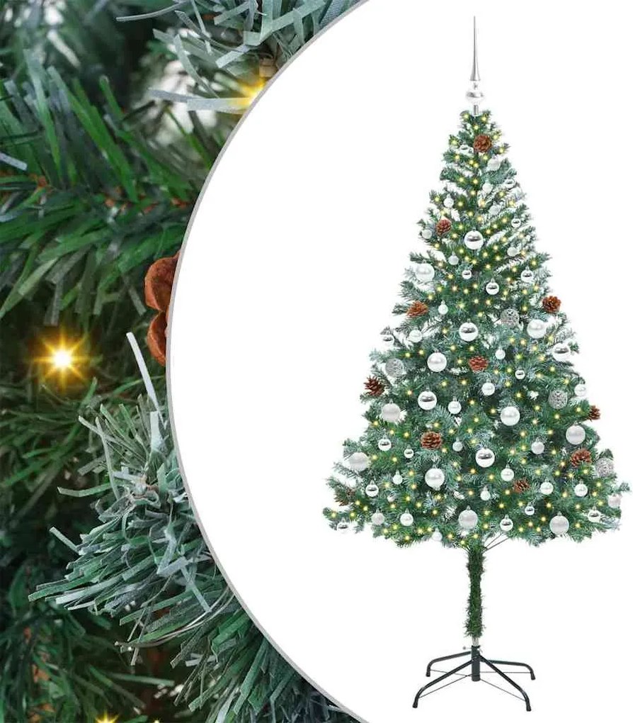vidaXL Mű karácsonyfa 300 LED-del állvánnyal Zöld 180 cm PVC és Acél
