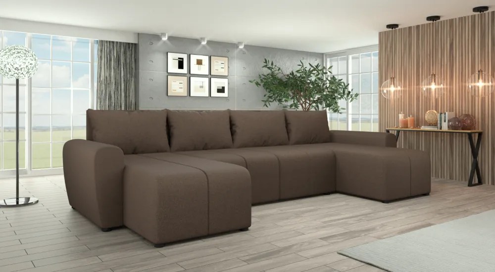 Univerzális ülőgarnitúra, barna, DELIN U UNI