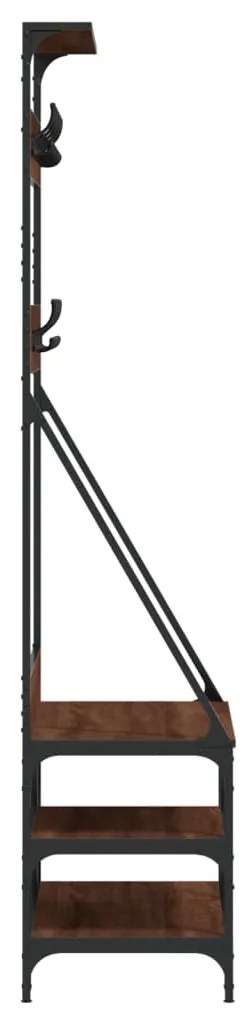 barna tölgyszínű ruhafogas cipőpolccal 80x40x184 cm