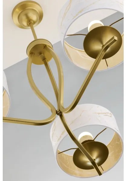 Jupiter 2109 - Csillár rúdon KASZMIR 3xE27/15W/230V fehér/arany/márvány dekor