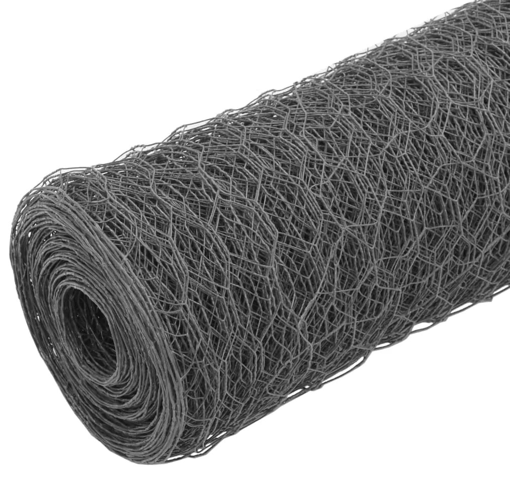 vidaXL szürke PVC-bevonatú acél csirkeháló drótkerítés 25 x 0,75 m