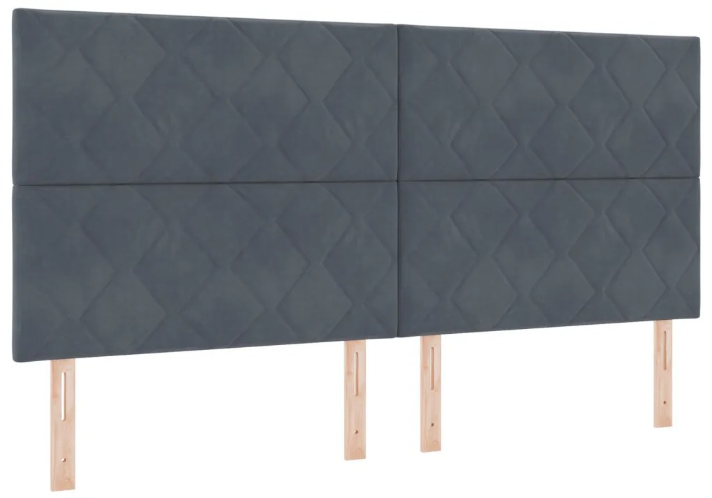 vidaXL Boxrugós ágy matracmal Sötétszürke 200 x 200 cm szövet