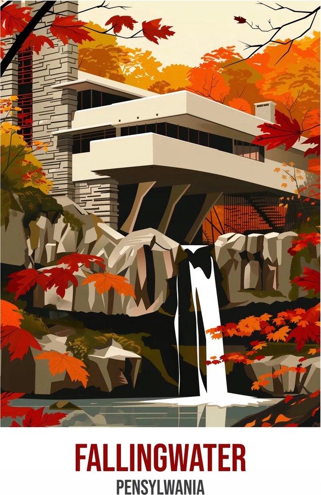 Poszter 61x90,5cm Fallingwater