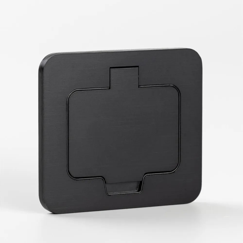 Brilagi - Kültéri padlóba építhető konnektor IP55 fekete téglalap alakú