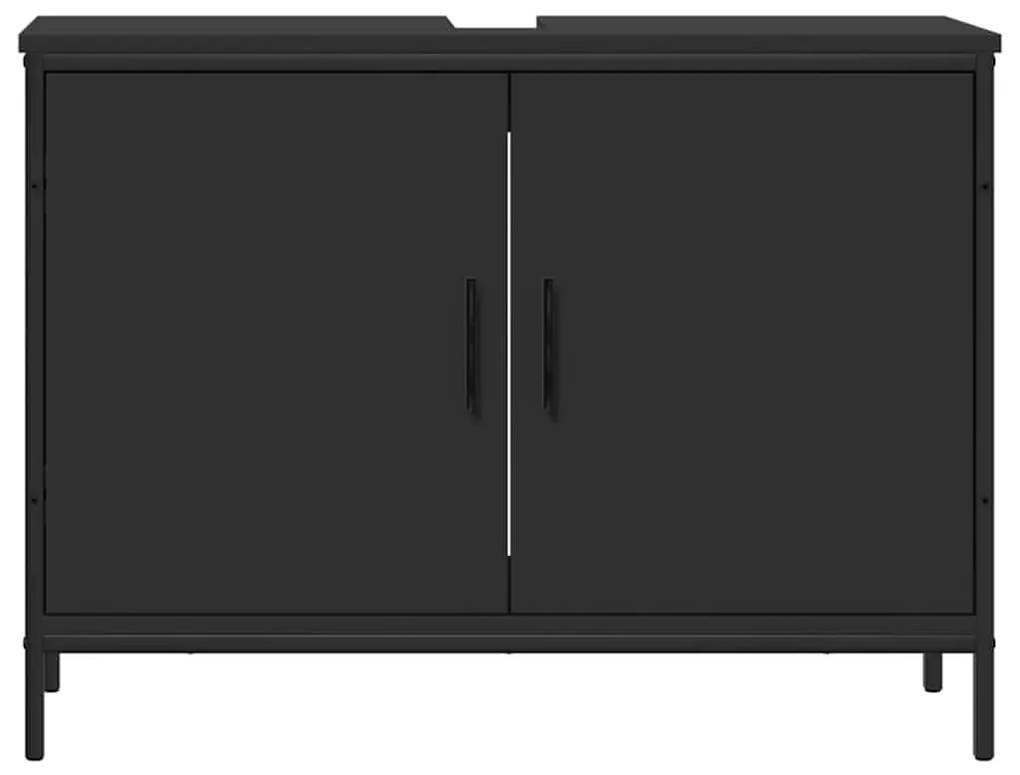 fekete szerelt fa fürdőszobai mosdószekrény 80 x 30 x 60 cm