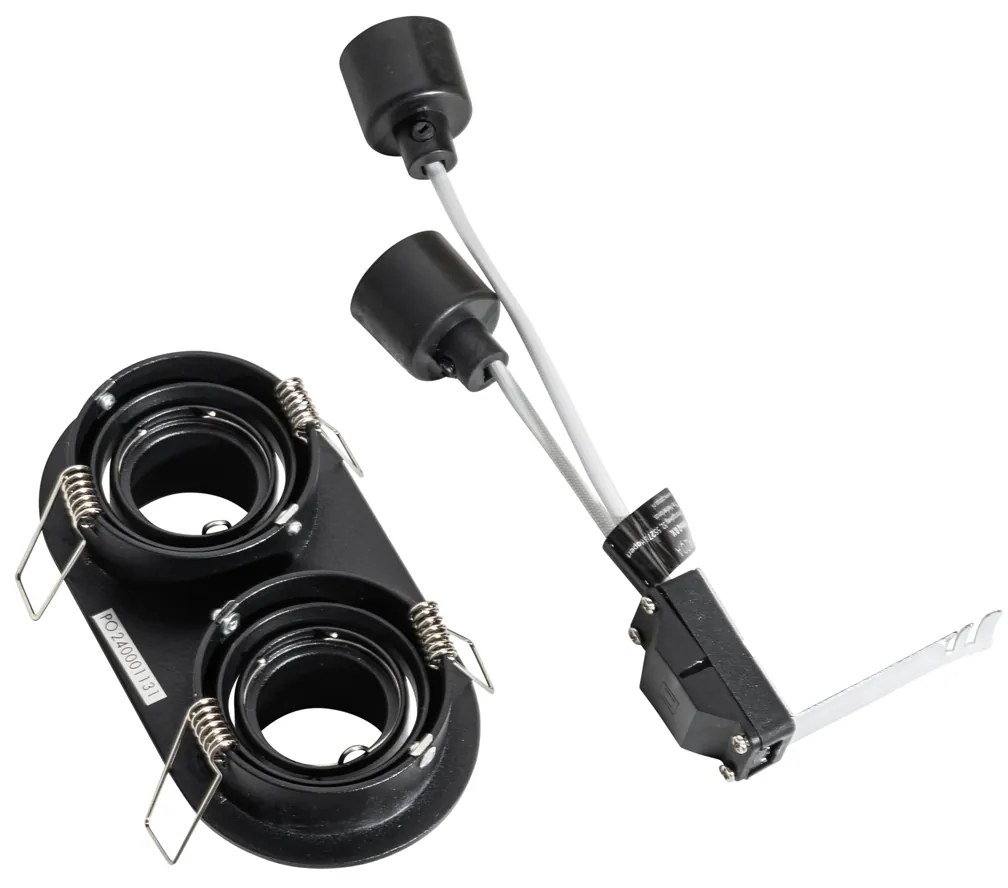 Kerek beépíthető spotlámpa fekete GU10 35 mm dönthető 2 fényforrásos - Installa