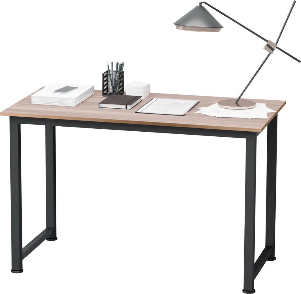 HOMCOM Modern Íróasztal Acél Vázszerkezettel és Állítható Lábakkal - 120x60x76 cm Fekete | Aosom