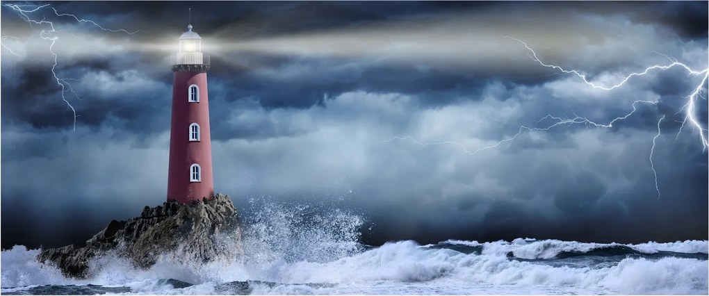 Kép - Világítótorony egy sziklán (120x50 cm)