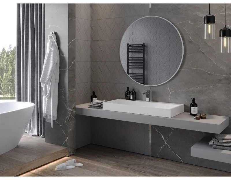 Mexen Loft, kerek fürdőszobai tükör 100 cm, keret színe fehér, 9850-100-100-000-20