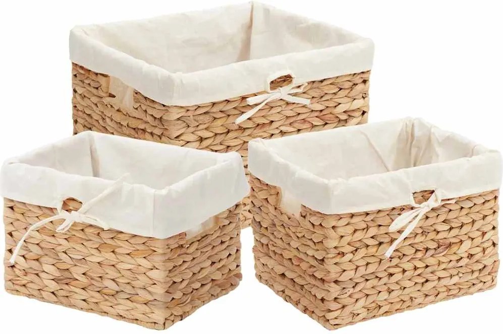 vidaXL Tárolókosarak 3 pcs Természetes 35 x 30 x 25 cm Vízi jácint