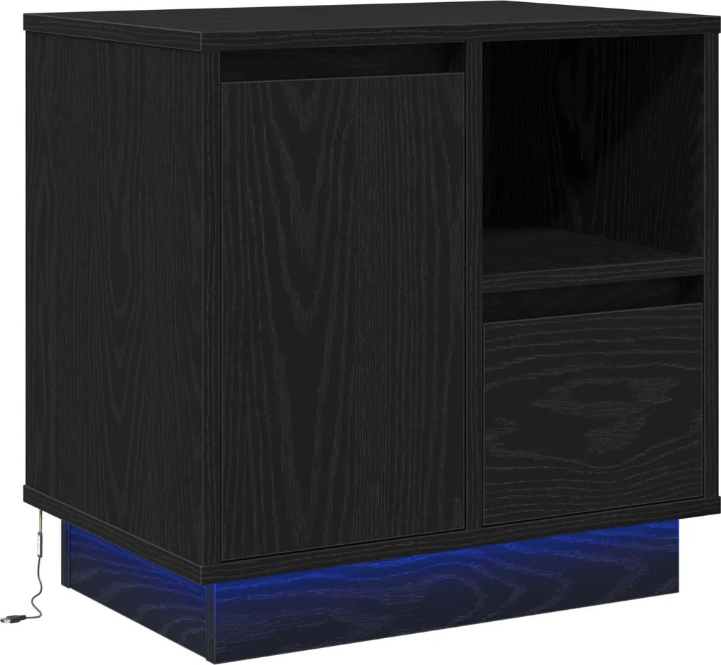 vidaXL Éjjeliszekrény fiókkal Fekete tölgy 50 x 34,5 x 50 cm Faanyag