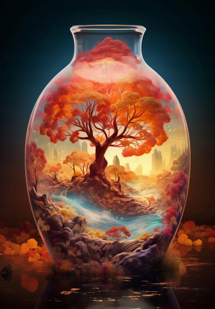 Poszter 68x98cm Az élet fája üvegben