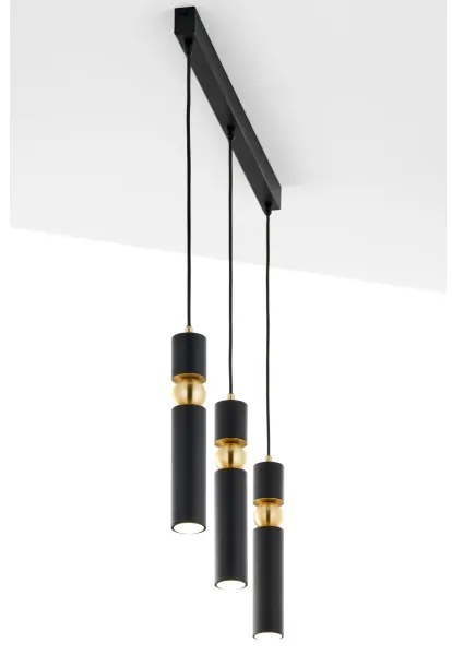 Jupiter 2004 - Csillár zsinóron ALAS 3xGU10/10W/230V fekete/arany