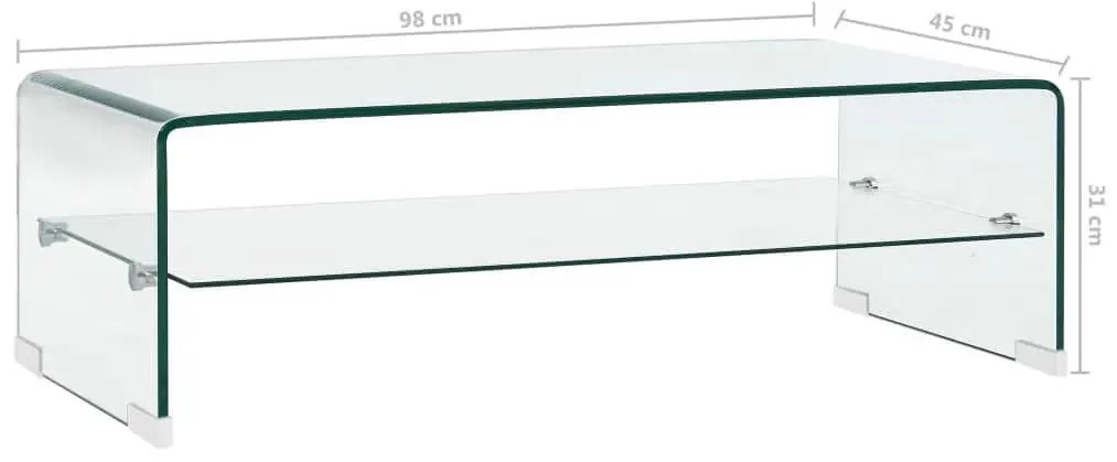 átlátszó edzett üveg dohányzóasztal 98 x 45 x 31 cm