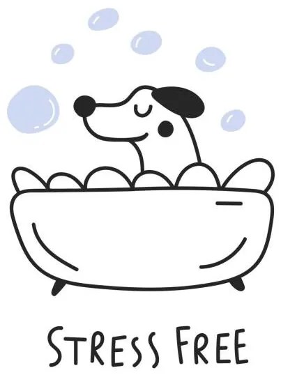 Illusztráció Cute dog taking a bath. Stress free., Igor Levin