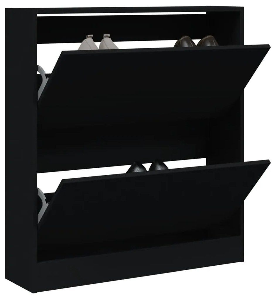 fekete szerelt fa cipőszekrény 80 x 21x 87,5 cm