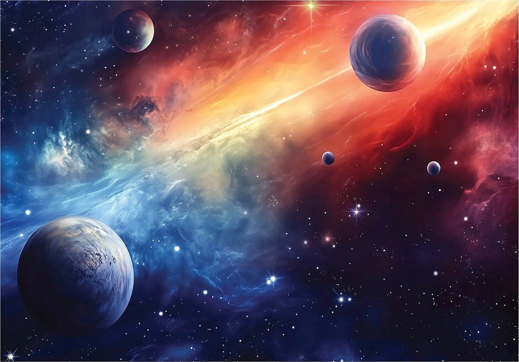 Fotótapéta univerzum bolygók éjszakai égbolt színes galaxis háttérrel 415