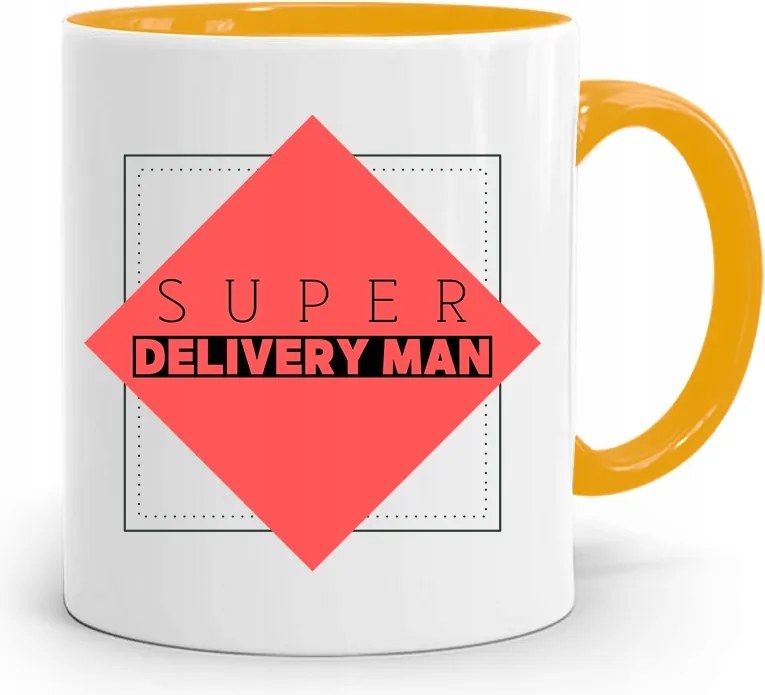 Sárga Bögre Futárnak Delivery Men Ajándék fényképes nyomtatással