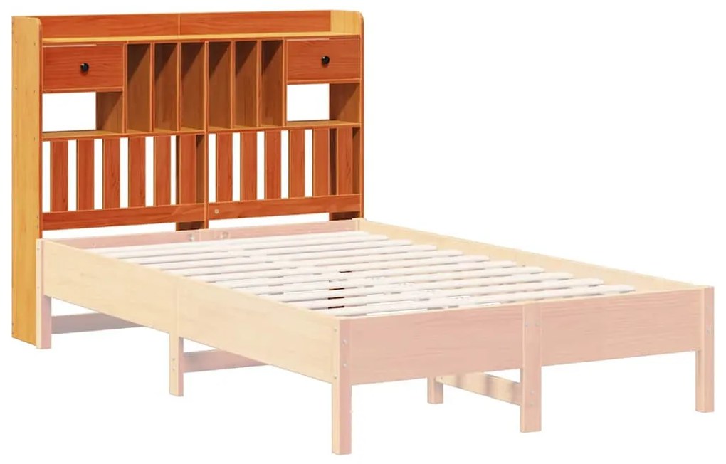 viaszbarna tömör fenyőfa fejtámla tárolóval 135 cm