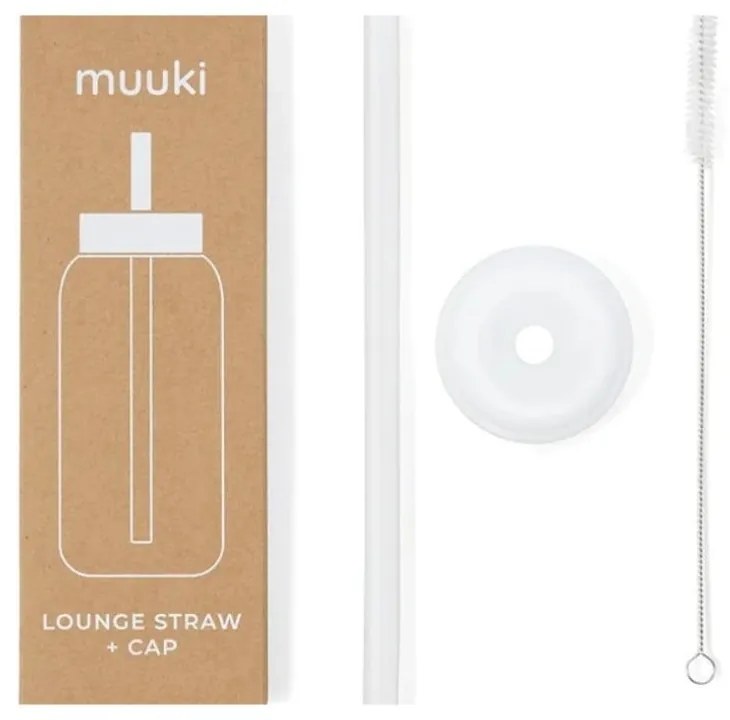 Szilikon szívószál tisztítókefével-fedéllel Clear – Muuki