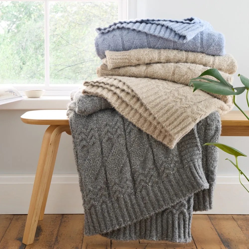 Kék kötött takaró 150x200 cm Cable Knit – Bianca