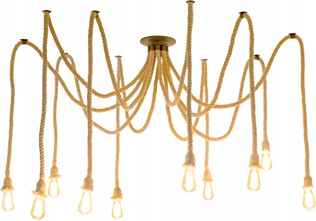 Függő lámpa Toolight Ipari Csillár Loft Spider Rope 10 x E27