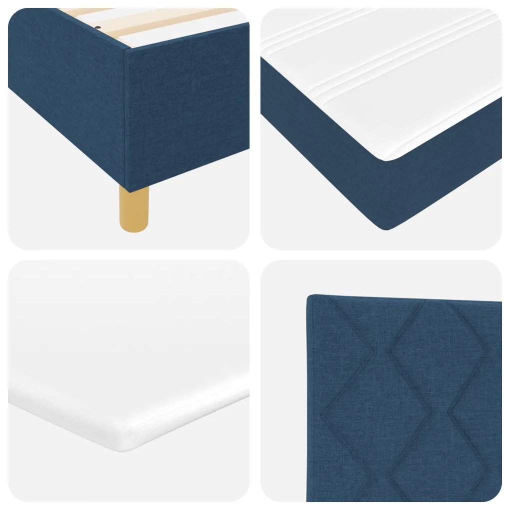 Boxspring Ágy Mattal - Kék - 140x200 cm - Szövet