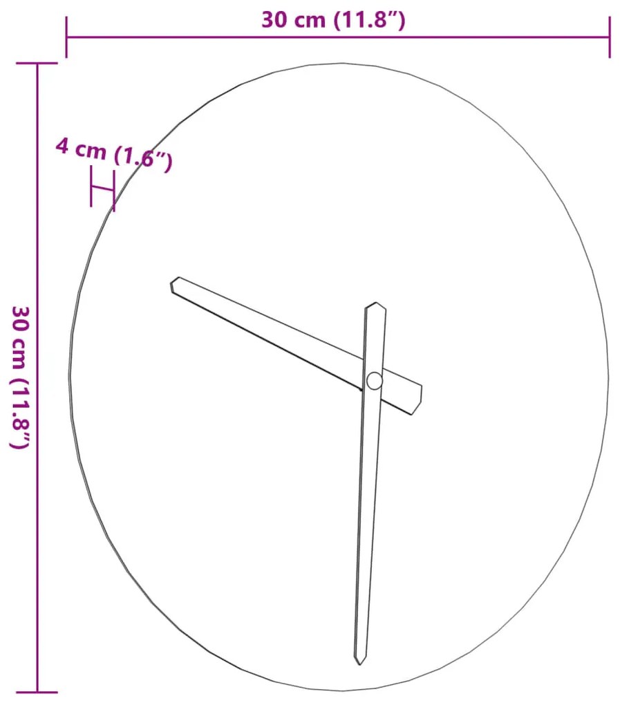 sárga falióra világító óramutatókkal és órajelzőkkel Ø30 cm