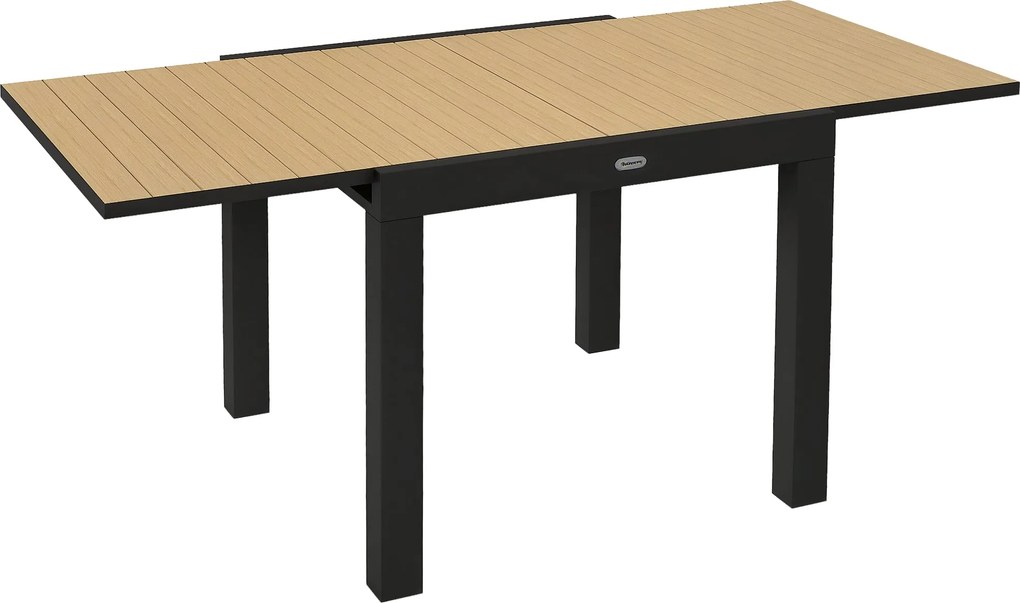 Outsunny Bútor Kert Étkezőasztal 6 Fő Részére, Tágítható Erkélyasztal Max. 70 kg Teherbírással, Alumínium, Sárga 81/162 x 80 x 75 cm | Aosom