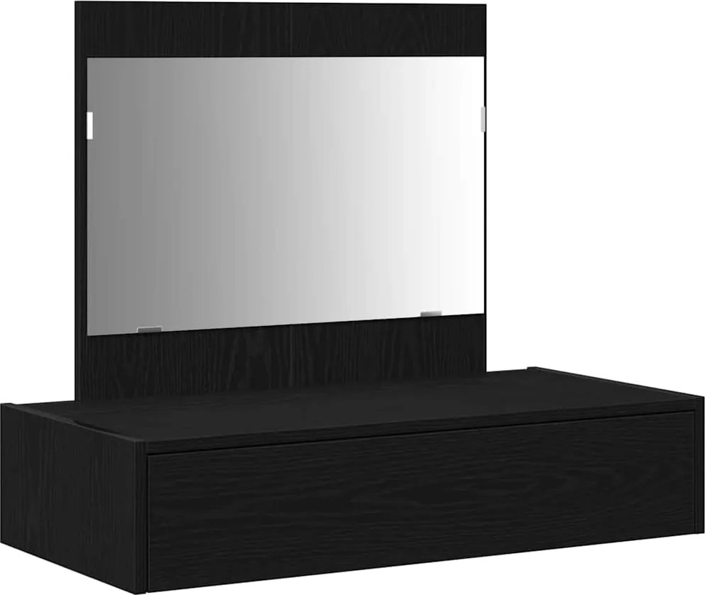 vidaXL Öltözködőasztal fiókkal tükörrel Fekete 83 x 40 x 70 cm Faanyag