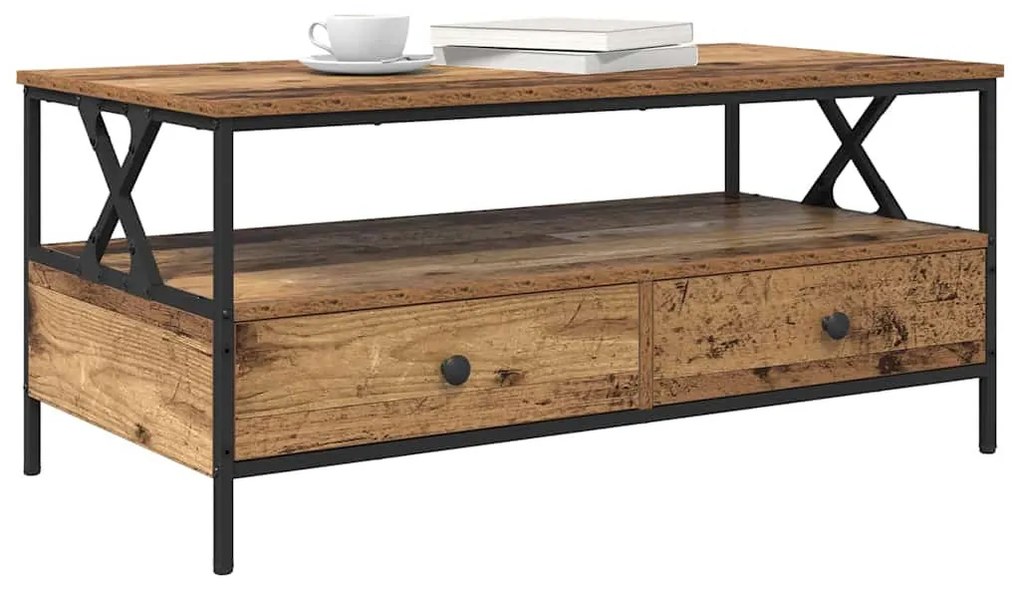 Dohányzóasztal with Drawer Régi fa 100 x 51 x 45 cm Faanyag