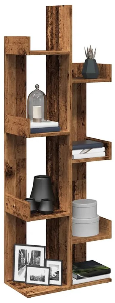 antik fa színű szerelt fa könyvszekrény 48 x 25,5 x 140 cm
