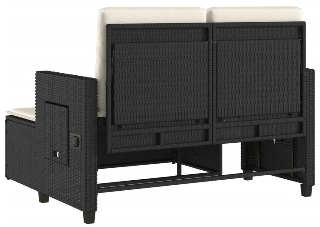 fekete polyrattan dönthető kerti pad párnával